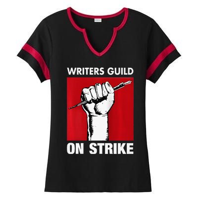 Writers Guild Of America On Strike Anti AI Chatbots WGA Ladies Halftime Notch Neck Tee