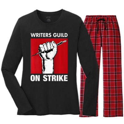 Writers Guild Of America On Strike Anti AI Chatbots WGA Women's Long Sleeve Flannel Pajama Set 