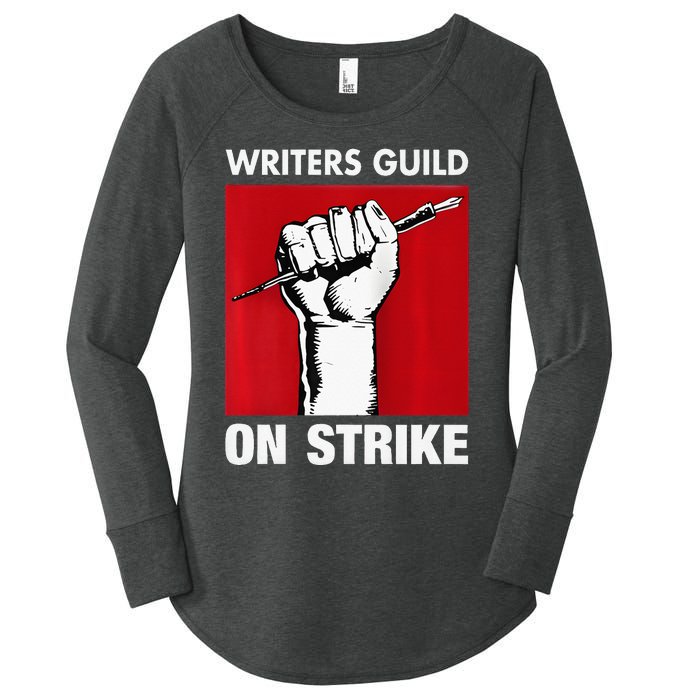 Writers Guild Of America On Strike Anti AI Chatbots WGA Women's Perfect Tri Tunic Long Sleeve Shirt