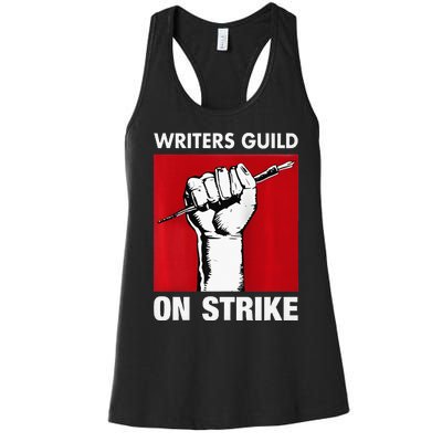 Writers Guild Of America On Strike Anti AI Chatbots WGA Women's Racerback Tank