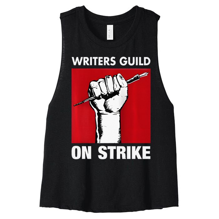 Writers Guild Of America On Strike Anti AI Chatbots WGA Women's Racerback Cropped Tank