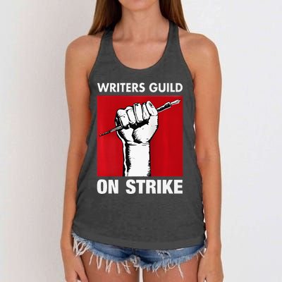 Writers Guild Of America On Strike Anti AI Chatbots WGA Women's Knotted Racerback Tank