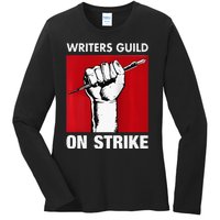 Writers Guild Of America On Strike Anti AI Chatbots WGA Ladies Long Sleeve Shirt