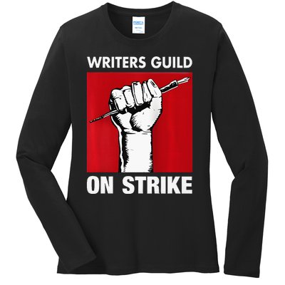 Writers Guild Of America On Strike Anti AI Chatbots WGA Ladies Long Sleeve Shirt