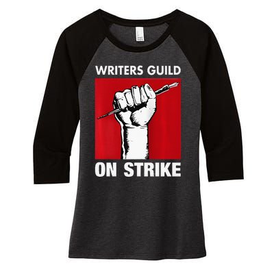 Writers Guild Of America On Strike Anti AI Chatbots WGA Women's Tri-Blend 3/4-Sleeve Raglan Shirt