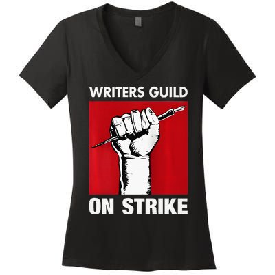 Writers Guild Of America On Strike Anti AI Chatbots WGA Women's V-Neck T-Shirt