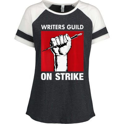 Writers Guild Of America On Strike Anti AI Chatbots WGA Enza Ladies Jersey Colorblock Tee