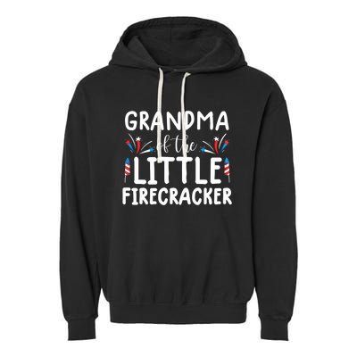 Wo grandma of the little firecracker funny 4th of july Garment-Dyed Fleece Hoodie