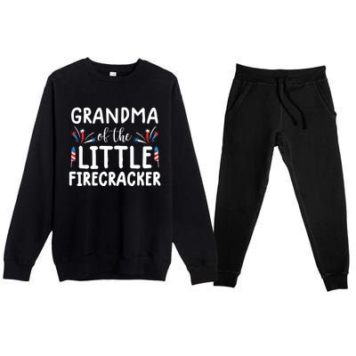 Wo grandma of the little firecracker funny 4th of july Premium Crewneck Sweatsuit Set