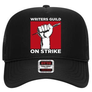 Writers Guild Of America On Strike High Crown Mesh Back Trucker Hat