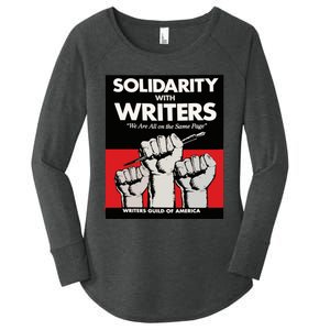 Writers Guild Of America On Strike Anti AI Chatbots WGA Women's Perfect Tri Tunic Long Sleeve Shirt