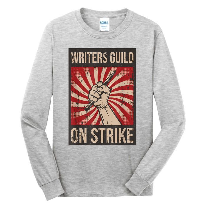 Writers Guild Of America On Strike Anti Ai Chatbots WGA Tall Long Sleeve T-Shirt