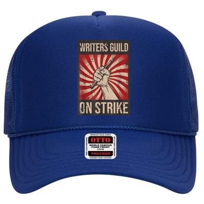 Writers Guild Of America On Strike Anti Ai Chatbots WGA High Crown Mesh Back Trucker Hat