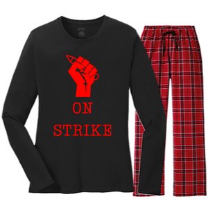 Writers Guild Of America On Strike Anti AI Chatbots WGA Women's Long Sleeve Flannel Pajama Set 