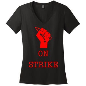 Writers Guild Of America On Strike Anti AI Chatbots WGA Women's V-Neck T-Shirt