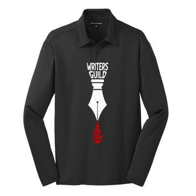 Writers Guild Of America Strike Spread Writing Stories WGA Silk Touch Performance Long Sleeve Polo