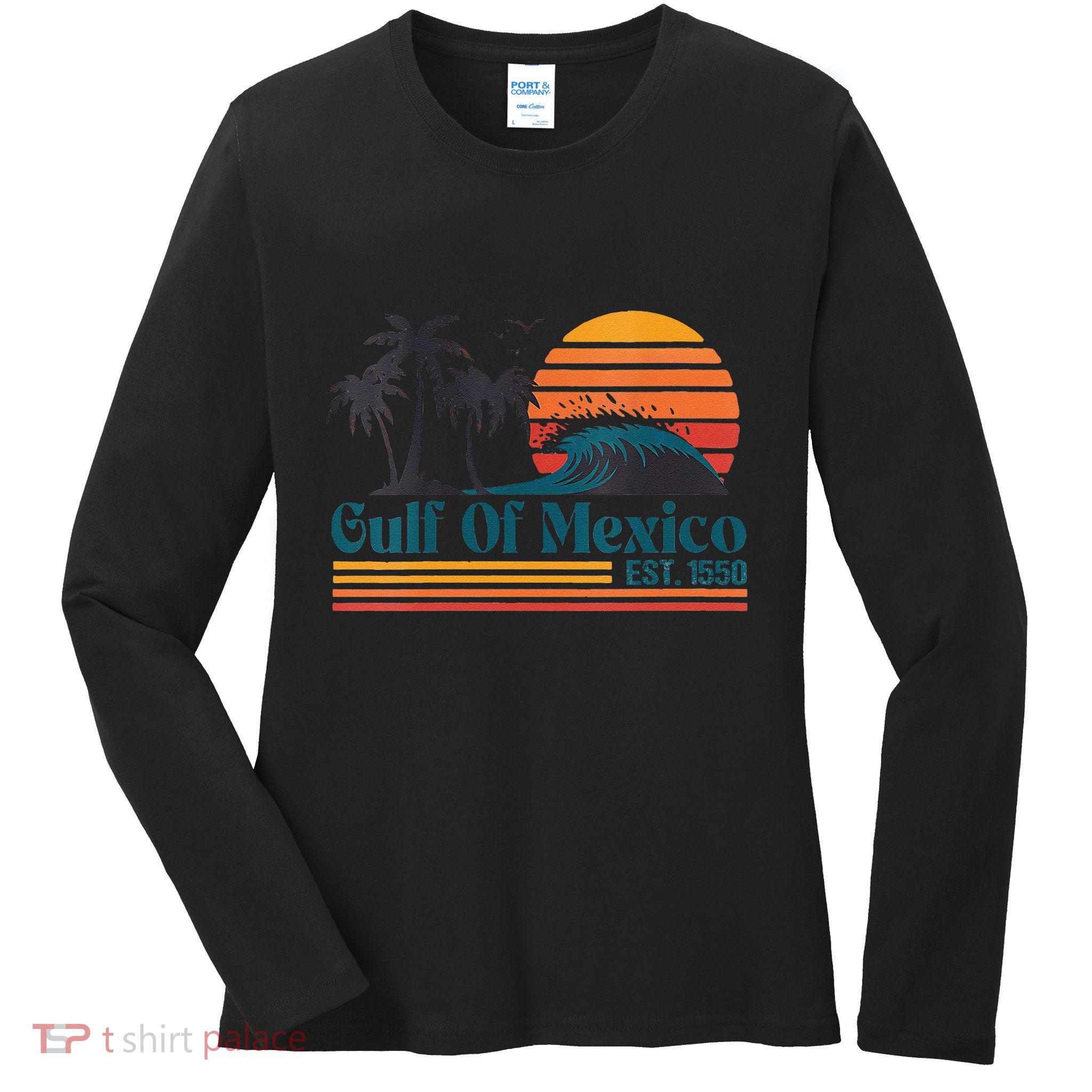 Women Gulf Of Mexico Est 1550 Retro Vintage Beach Gulf Of Mexico Ladies Long Sleeve Shirt