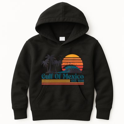 Women Gulf Of Mexico Est 1550 Retro Vintage Beach Gulf Of Mexico Kids Hoodie