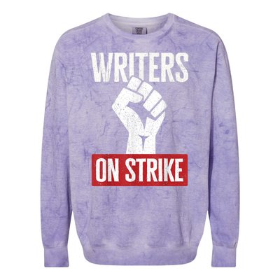 WGA Writers Guild Of America On Strike Colorblast Crewneck Sweatshirt