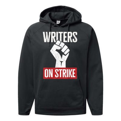 WGA Writers Guild Of America On Strike Performance Fleece Hoodie