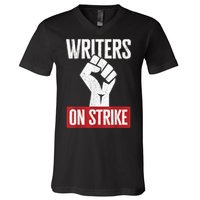 WGA Writers Guild Of America On Strike V-Neck T-Shirt