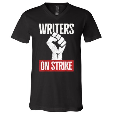 WGA Writers Guild Of America On Strike V-Neck T-Shirt