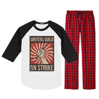 Writers Guild Of America On Strike Anti Ai Chatbots WGA Raglan Sleeve Pajama Set