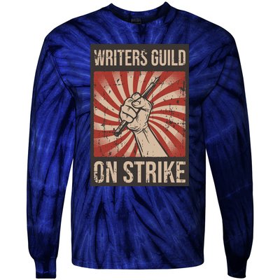 Writers Guild Of America On Strike Anti Ai Chatbots WGA Tie-Dye Long Sleeve Shirt