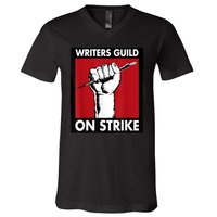 WGA Writers Guild Of America On Strike V-Neck T-Shirt