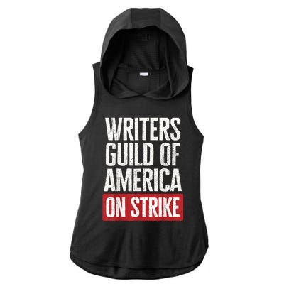 WGA Writers Guild Of America On Strike Ladies PosiCharge Tri-Blend Wicking Draft Hoodie Tank