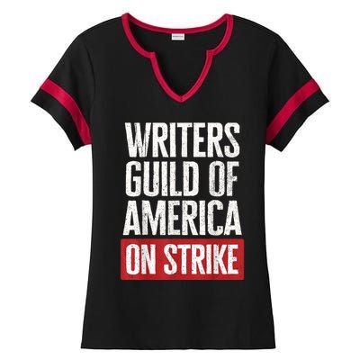 WGA Writers Guild Of America On Strike Ladies Halftime Notch Neck Tee