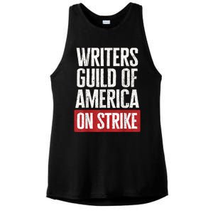 WGA Writers Guild Of America On Strike Ladies PosiCharge Tri-Blend Wicking Tank