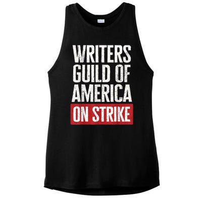 WGA Writers Guild Of America On Strike Ladies PosiCharge Tri-Blend Wicking Tank