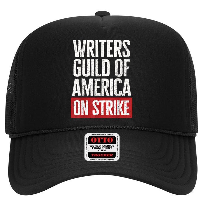 WGA Writers Guild Of America On Strike High Crown Mesh Back Trucker Hat