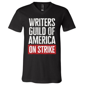 WGA Writers Guild Of America On Strike V-Neck T-Shirt