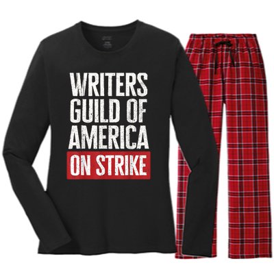 WGA Writers Guild Of America On Strike Women's Long Sleeve Flannel Pajama Set 