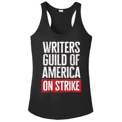 WGA Writers Guild Of America On Strike Ladies PosiCharge Competitor Racerback Tank