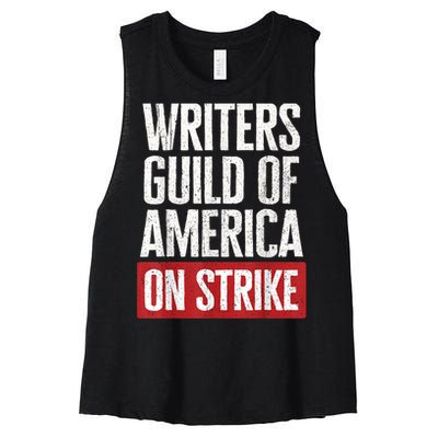 WGA Writers Guild Of America On Strike Women's Racerback Cropped Tank