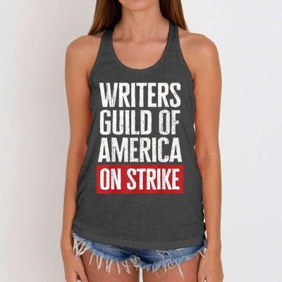 WGA Writers Guild Of America On Strike Women's Knotted Racerback Tank