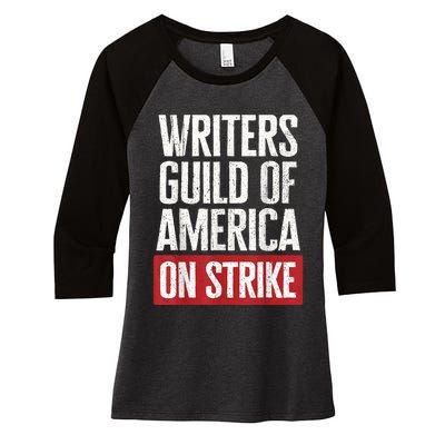 WGA Writers Guild Of America On Strike Women's Tri-Blend 3/4-Sleeve Raglan Shirt