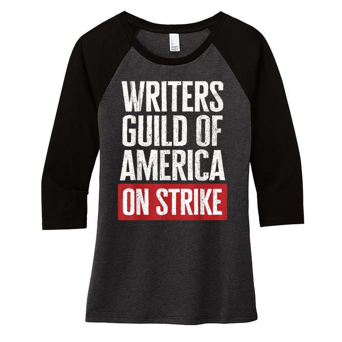 WGA Writers Guild Of America On Strike Women's Tri-Blend 3/4-Sleeve Raglan Shirt