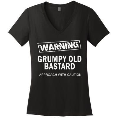 Warning Grumpy Old Bastard Women's V-Neck T-Shirt