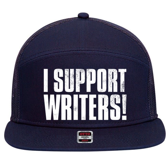 WGA Writers Guild Of America On Strike 7 Panel Mesh Trucker Snapback Hat