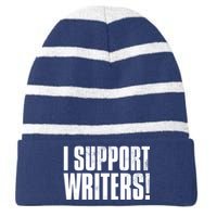 WGA Writers Guild Of America On Strike Striped Beanie with Solid Band