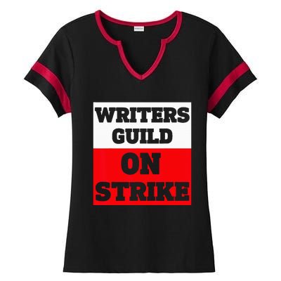 Writers Guild ON STRIKE Ladies Halftime Notch Neck Tee