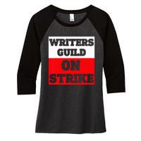 Writers Guild ON STRIKE Women's Tri-Blend 3/4-Sleeve Raglan Shirt