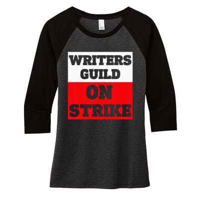 Writers Guild ON STRIKE Women's Tri-Blend 3/4-Sleeve Raglan Shirt