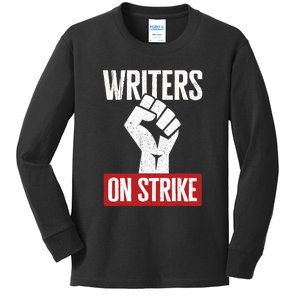 Writers Guild Of America On Strike Anti AI Chatbots WGA Kids Long Sleeve Shirt