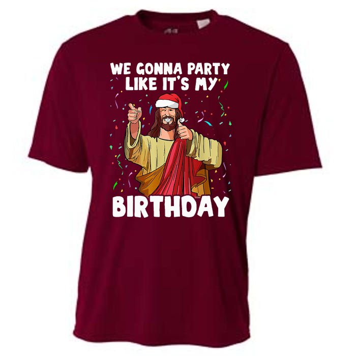 We Gonna Party Like ItS My Birthday Jesus Christmas Cooling Performance Crew T-Shirt