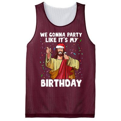 We Gonna Party Like ItS My Birthday Jesus Christmas Mesh Reversible Basketball Jersey Tank